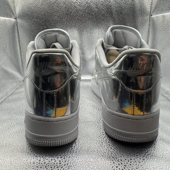 Size 14 Nike Air Force 1 SP Chrome Metallic Silver Womens Sneaker CQ6566-001 - Picture 8 of 11